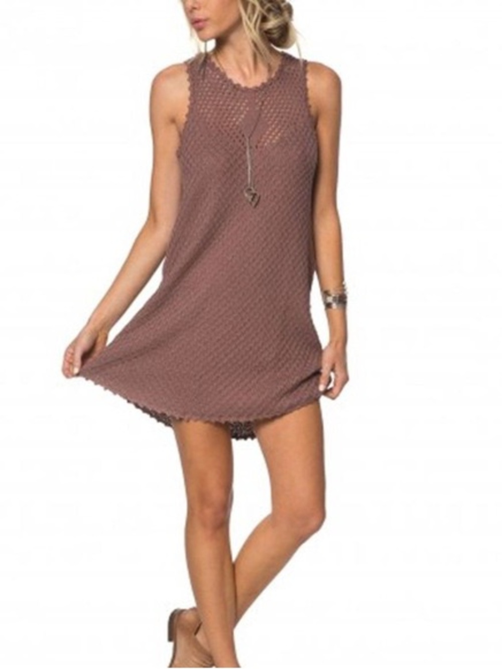O'Neill Mauve Crochet Swim Cover-Up (M)